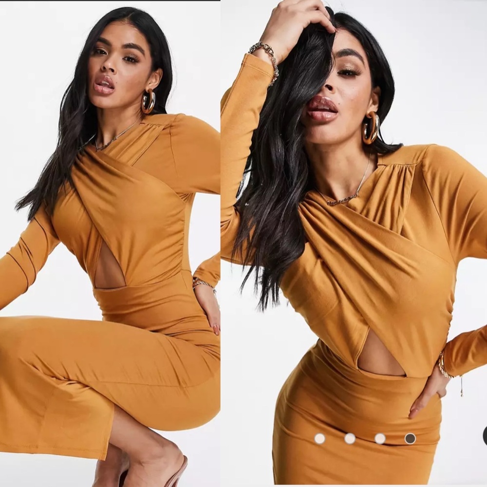 ASOS Long Sleeve Camel Dress